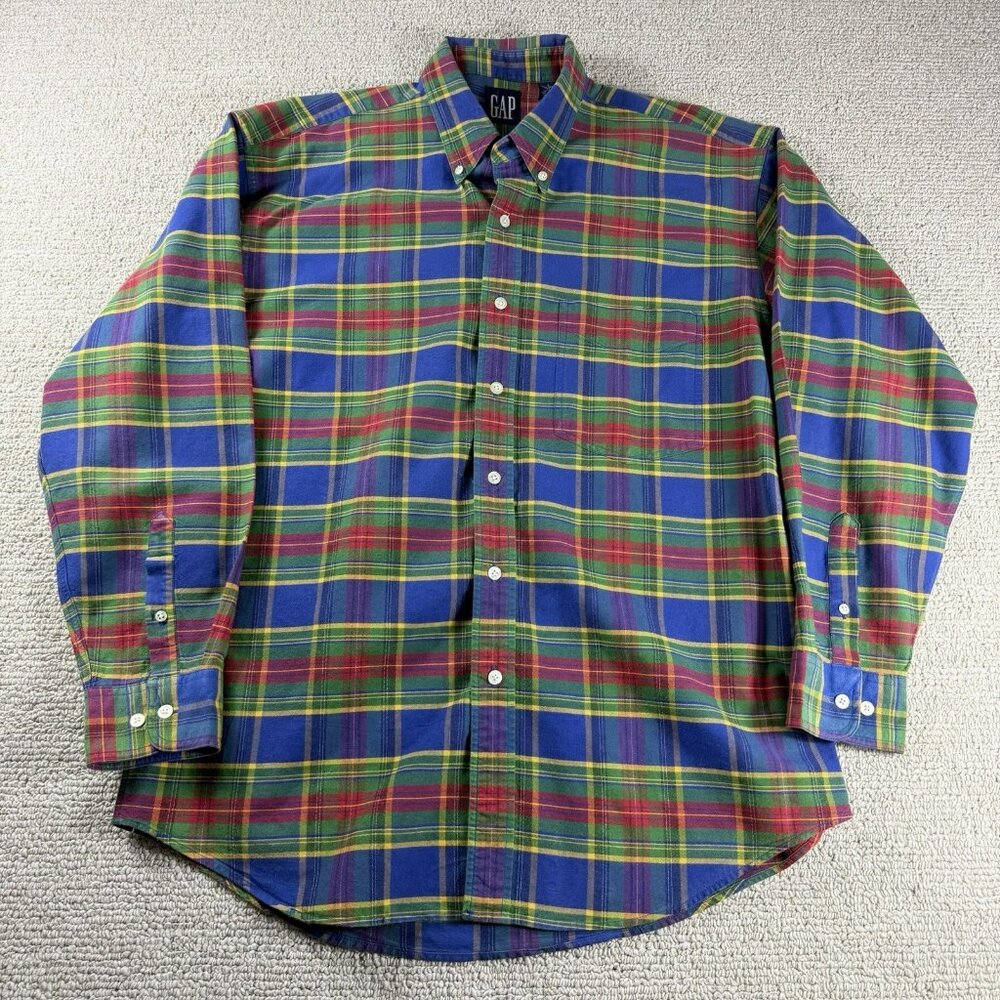 Vintage Gap Plaid Heavyweight Button Down Shirt Multicolor Men’s Size Large